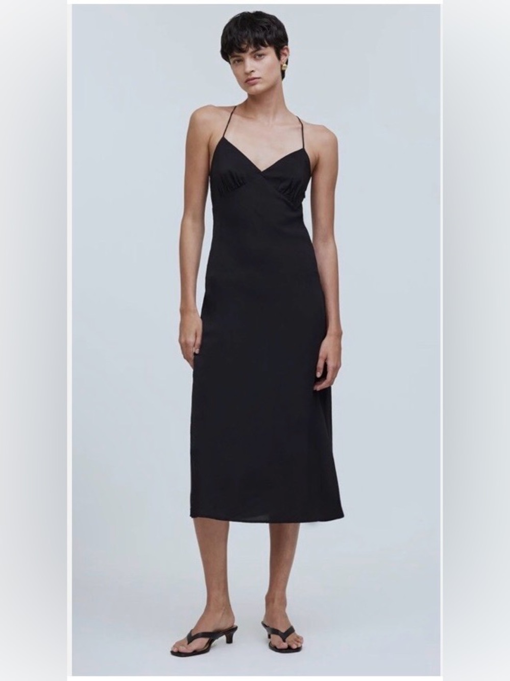 Madewell Black Midi Slip Dress 100% Polister